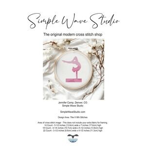 Gymnast Gymnastics Handstand‎ Blue Watercolor Counted Cross Stitch Pattern Chart